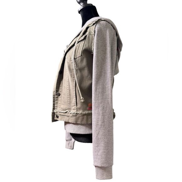 Peace Love World Denim & Terry Hooded Jacket (XXS) - Picture 2 of 9